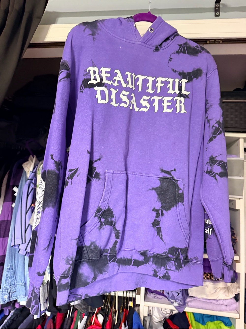 Beautiful Disaster Purple Tie-Dye Hoodie Sweater